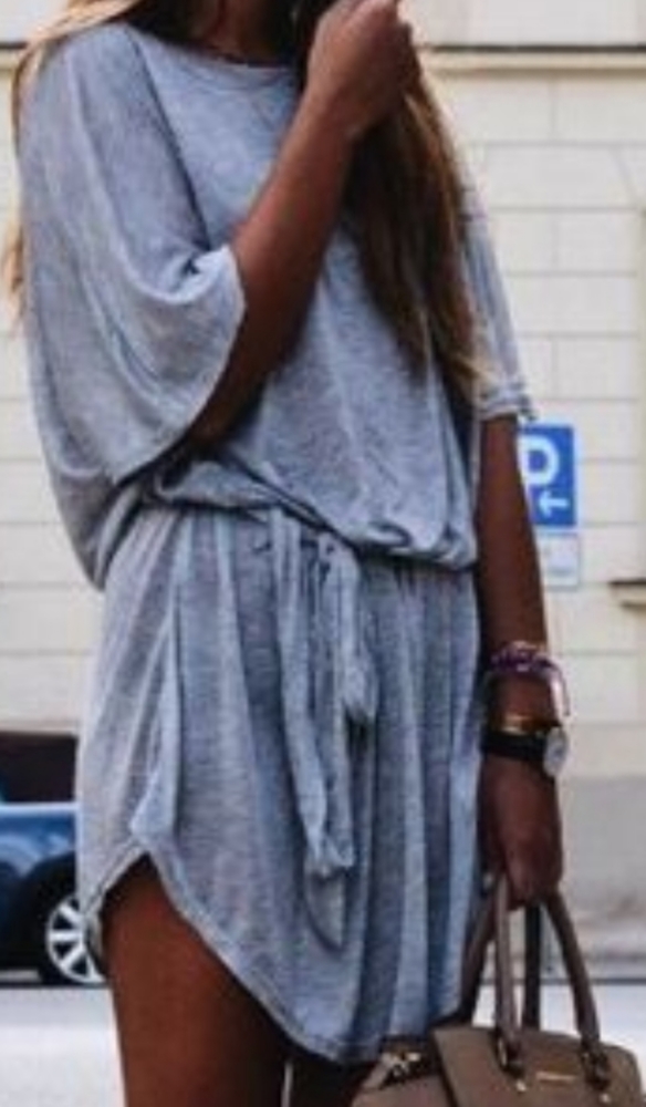 SOLD Grey Dress w/ Belt - Picture 2 of 3